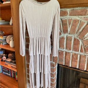 Zara Cream Long Sleeve Tiered Dress